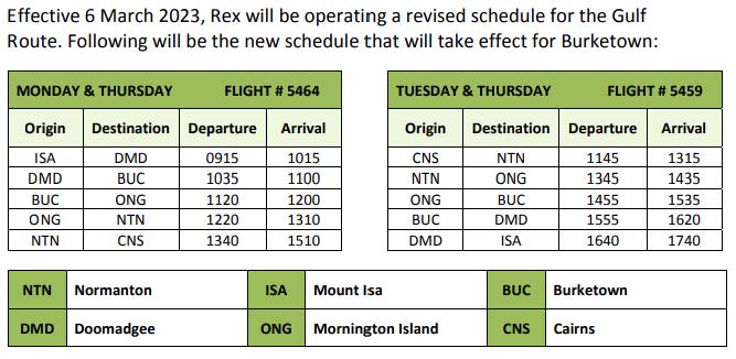 Rex Flight Schedule March 2023 2 